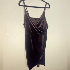 Purple Velvet Spaghetti Strap faux wrap dress